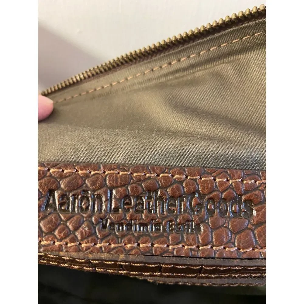 New‎ Aaron leather goods weekend duffle bag brown animal style